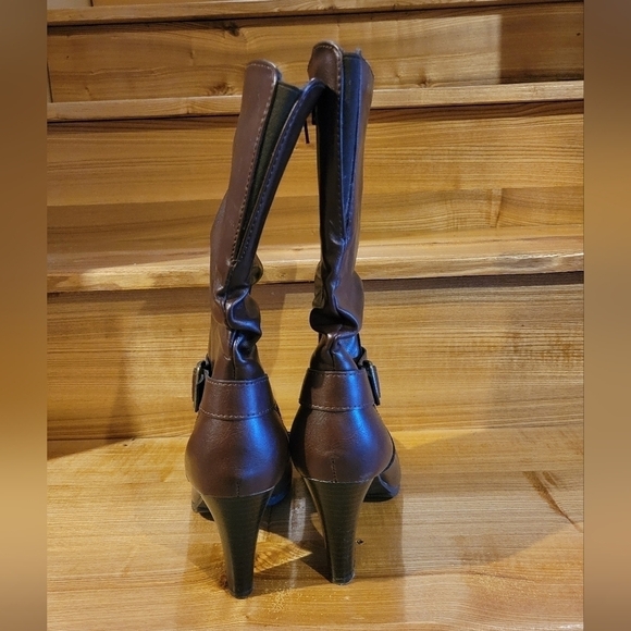 Arizona Jeans women's brown mid-calf heeled side zip boots 7.5 - Picture 12 of 12